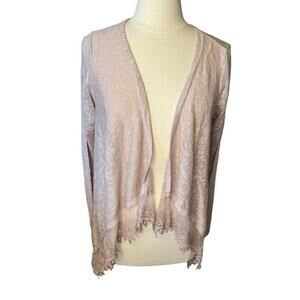 Lungo L'arno Dusty Rose Lace Cardigan Lightweight Medium Pink Boho Open Front